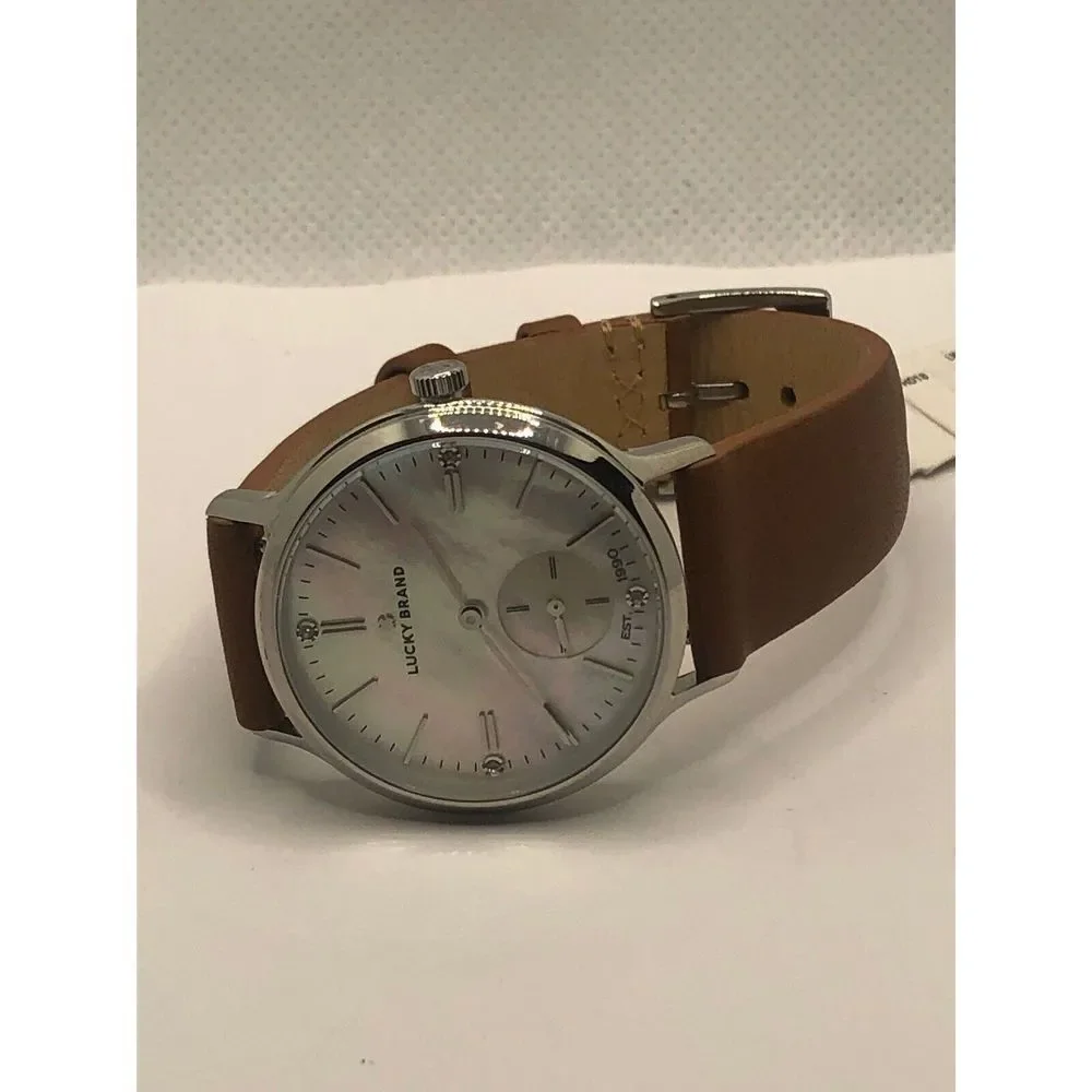 Lucky Brand LW00156 Women's Brown Leather Analog Silver Dial Quartz Watch OP19